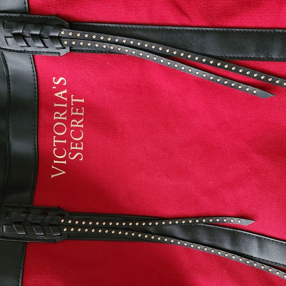 EUC LE Victoria Secret Large Tote Red with Studded Tassels - Picture 6 of 8